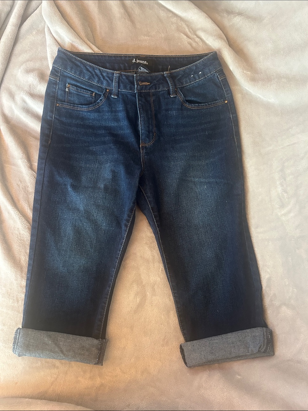 d. jeans Dark Indigo Cropped Roll-Cuff Jeans